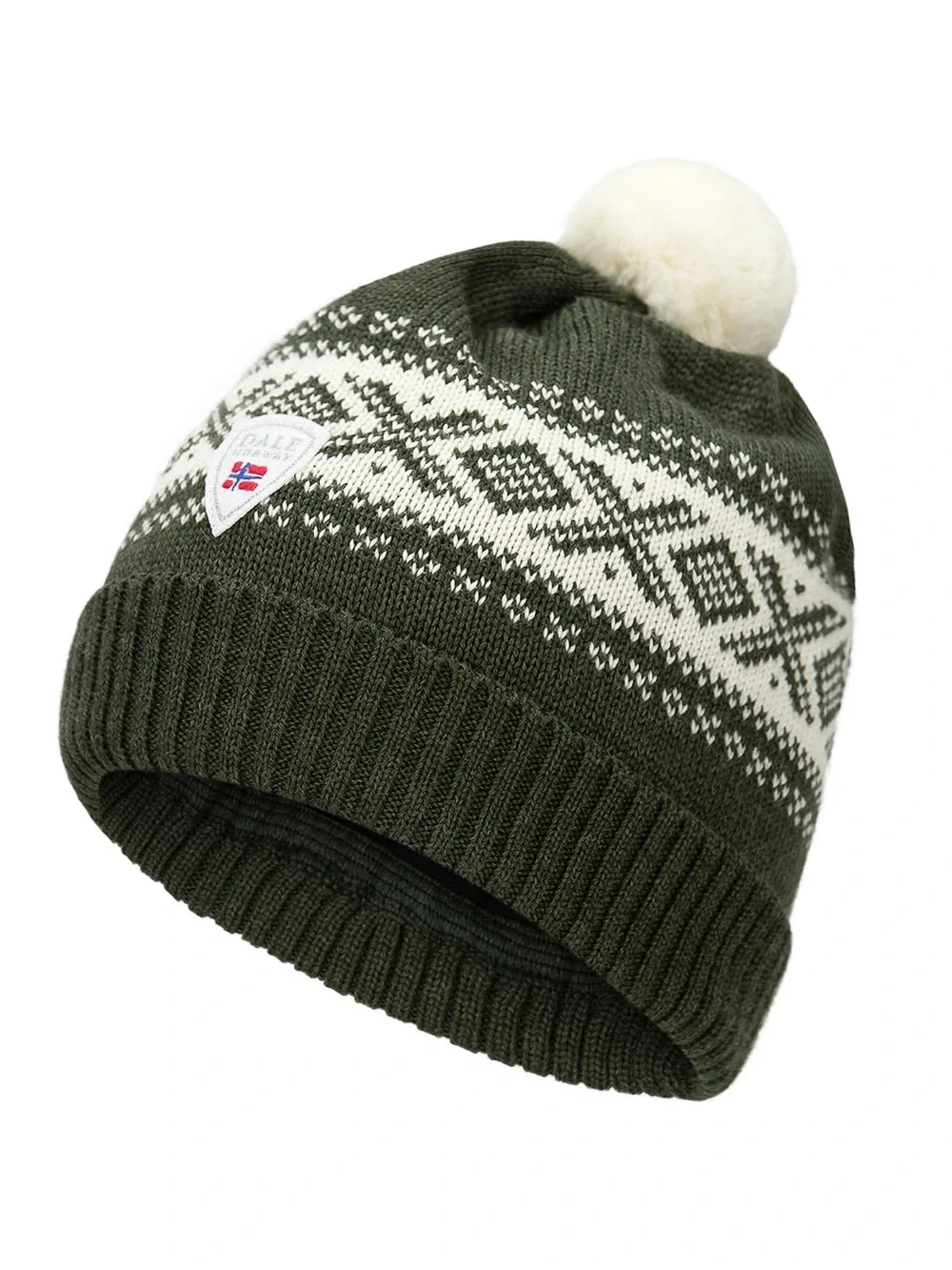 NWT Dale of Norway Cortina Kids Hat 4-8 Yrs - Merino Wool in Darkgreen Offwhite